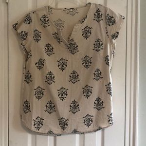 Hand-Stamped Linen Top